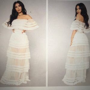 Reine Mesh Dress - White Ruffle Dress